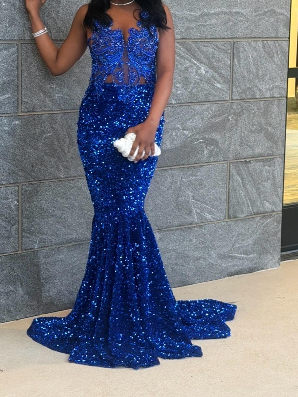 Elegant Royal Blue Sequin Mermaid Evening Dress